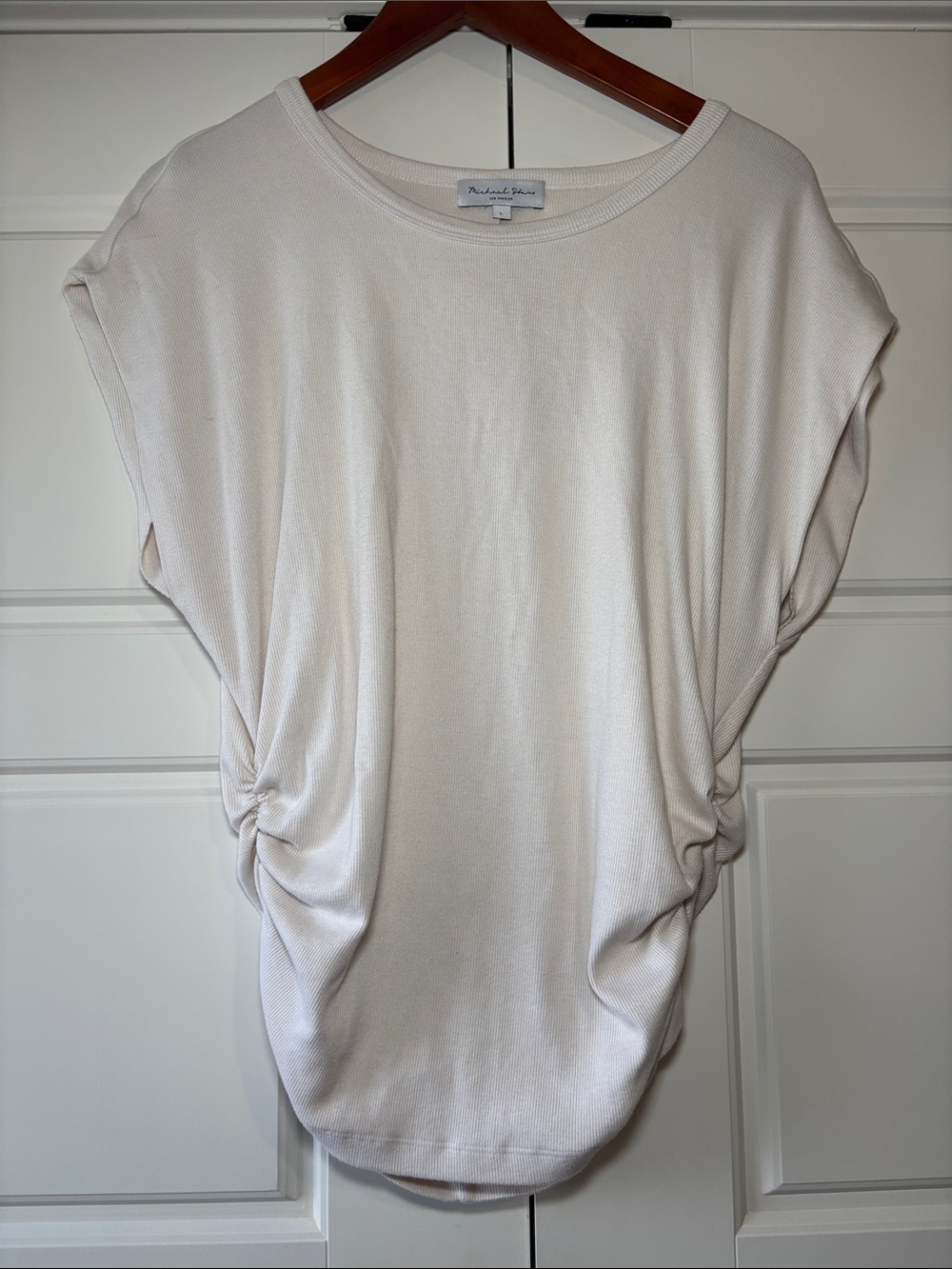 Michael Stars Off-White Side-Ruched Dolman Tunic - Picture 2 of 9